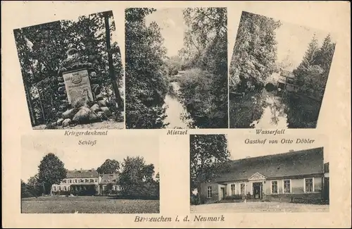 Berneuchen Barnówko Gasthof, Kriegerdenkmal, Schloß Dębno Neudamm Neumark 1919