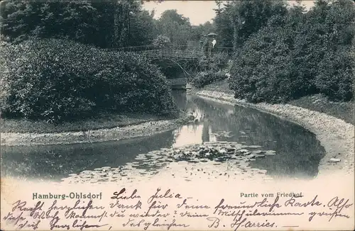 Ansichtskarte Ohlsdorf-Hamburg Partie vom Friedhof - Brücke 1906