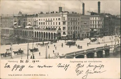 Ansichtskarte Hamburg Alsterarkaden Jungfernstieg - Kutschen 1900