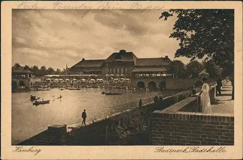 Ansichtskarte Hamburg Parkanlagen Stadthalle 1928