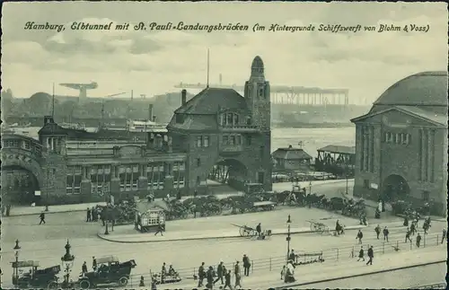 St. Pauli-Hamburg Elbtunnel Landungsbrücken Schiffswerft von Blohm & Voss 1922