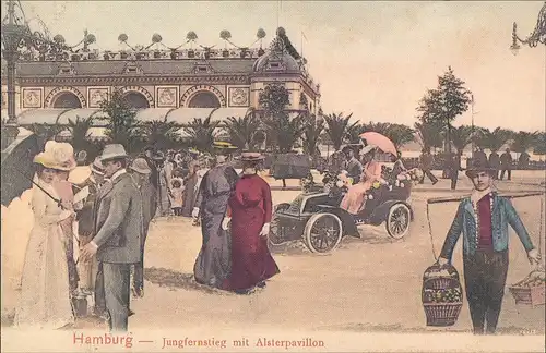 Ansichtskarte Hamburg Jungfernstieg mit Alsterpavillon 1901