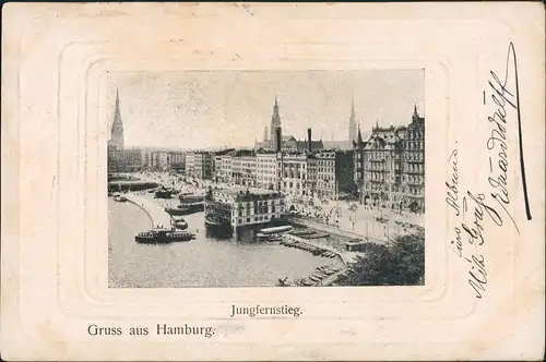 Ansichtskarte Hamburg Jungfernstieg 1902 Passepartout