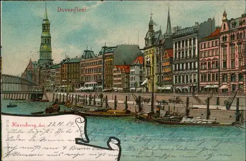 Ansichtskarte Hamburg Dovenfleet - Künstlerkarte 1904
