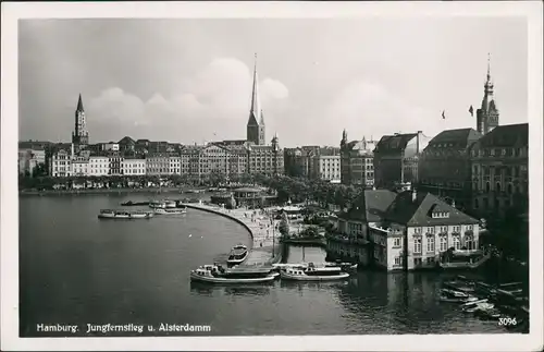 Ansichtskarte Hamburg Jungfernstieg, Fähre - Fotokarte 1937