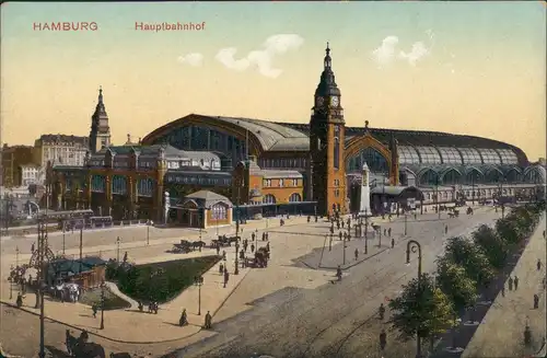 Ansichtskarte Hamburg Hauptbahnhof, Straße 1911