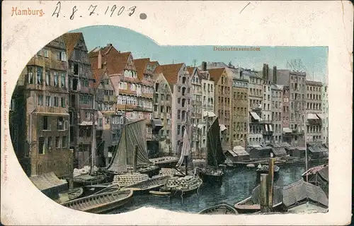 Ansichtskarte Hamburg Deichstrassenfleet 1903 Passepartout