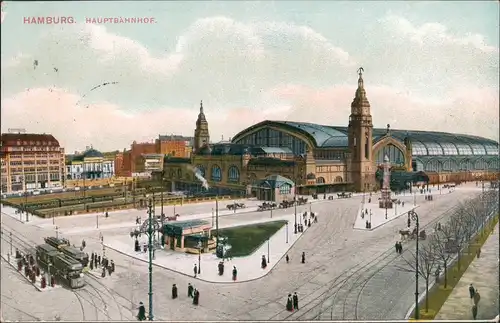 Ansichtskarte Hamburg Hauptbahnhof, Gleise - Kiosk 1911