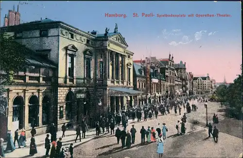 Ansichtskarte St. Pauli-Hamburg Reeperbahn, Spielbudenplatz - belebt 1926