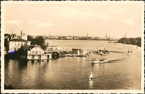 Ansichtskarte Uhlenhorst-Hamburg Uhlenhorster Fährhaus Stadtblick 1934