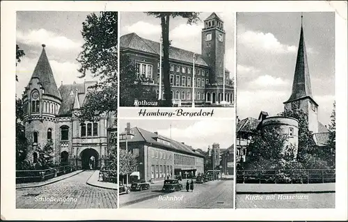 Ansichtskarte Bergedorf-Hamburg Rathaus, Schloß, Bahnhof 1962