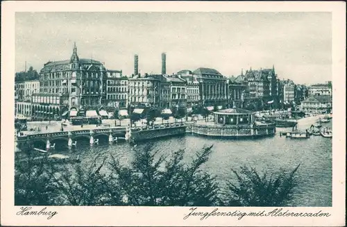Ansichtskarte Hamburg Jungfernstieg, Brücke 1929