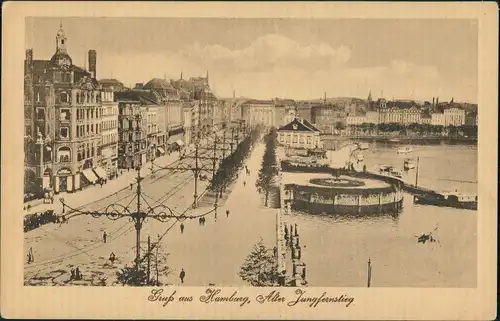 Ansichtskarte Hamburg Jungfernstieg - Straße 1922