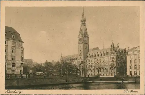 Ansichtskarte Hamburg Rathaus, Geschäfte 1922