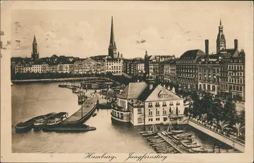 Ansichtskarte Hamburg Jungfernstieg - Stadt, Anlegestelle 1918