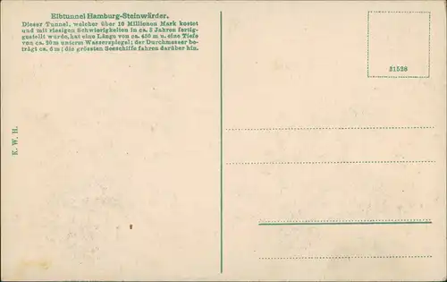 Ansichtskarte St. Pauli-Hamburg Elbtunnel belebt und Schaufelraddampfer 1928