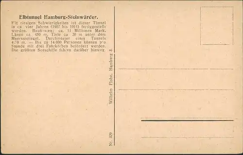 Ansichtskarte St. Pauli-Hamburg Elbtunnel, Überseedampfer 1924