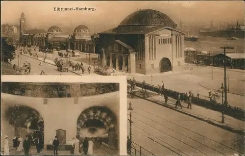 Ansichtskarte St. Pauli-Hamburg 2 Bild: Elbtunnel Hafen 1926