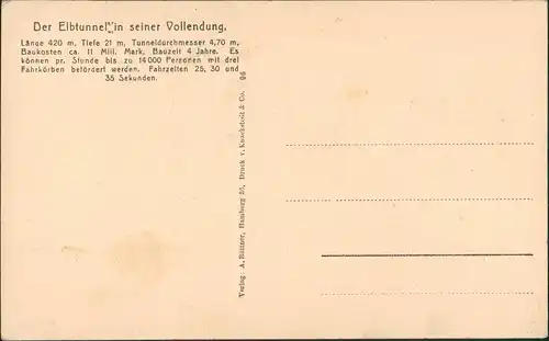 Ansichtskarte St. Pauli-Hamburg 2 Bild: Elbtunnel Hafen 1926