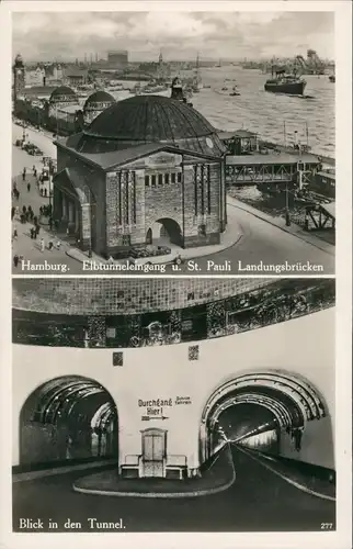St. Pauli-Hamburg 2 Bild: Elbtunnel - Innen und Landungssteg 1936