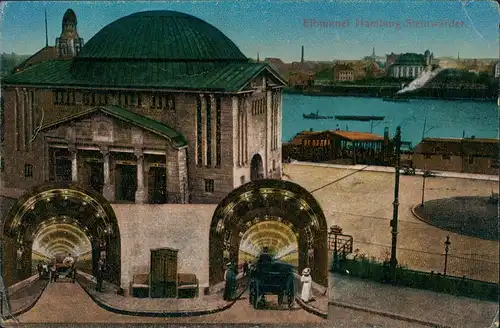 Ansichtskarte St. Pauli-Hamburg Elbtunnel - Fotomontage 2 Bild 1914