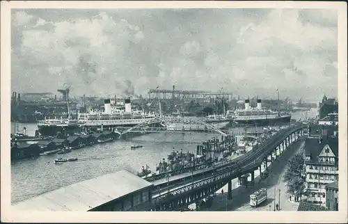 Ansichtskarte Hamburg Hafen - An den Vorsetzten 1928