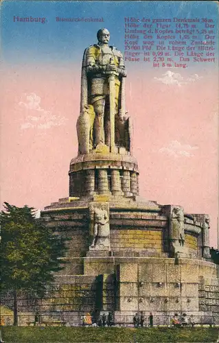 Ansichtskarte St. Pauli-Hamburg Bismarck-Denkmal. Maße 1914