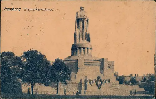 Ansichtskarte St. Pauli-Hamburg Bismarck-Denkmal 1921