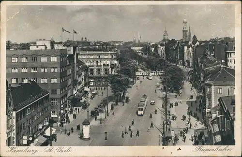 Ansichtskarte St. Pauli-Hamburg Reeperbahn - Verkehr 1929