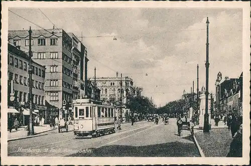 Ansichtskarte St. Pauli-Hamburg Reeperbahn - Straßenbahn 1940