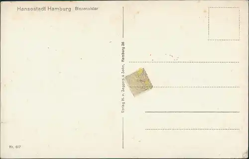 Ansichtskarte Hamburg Binnenalster und Segelboote 1930