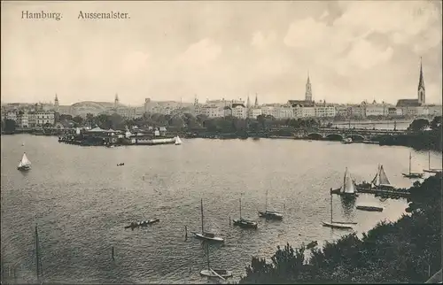Ansichtskarte Hamburg Außenalster - Segelboote 1911