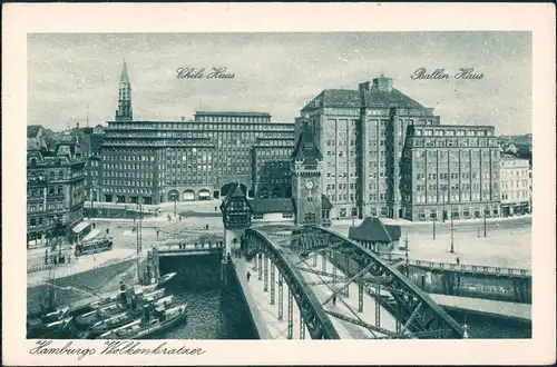 Ansichtskarte Hamburg Chile-Haus, Ballin-Haus - Hamburgs Wolkenkratzer 1929
