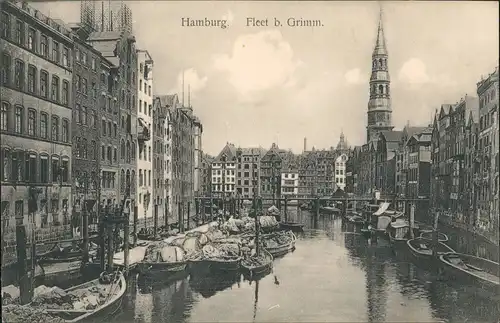 Ansichtskarte Hamburg Fleet b. Grimm 1913