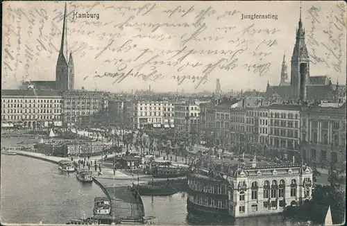 Ansichtskarte Hamburg Jungfernstieg, Stadtblick 1906