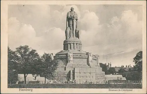 Ansichtskarte St. Pauli-Hamburg Bismarck-Denkmal - Anlagen 1925