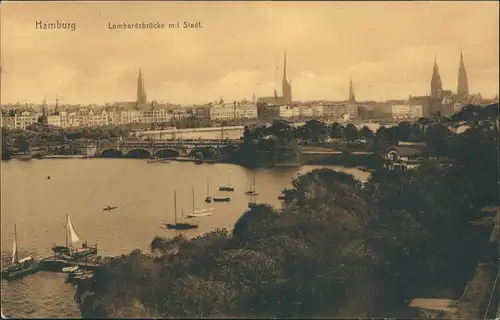 Ansichtskarte Hamburg Stadt Lombardsbrücke 1920