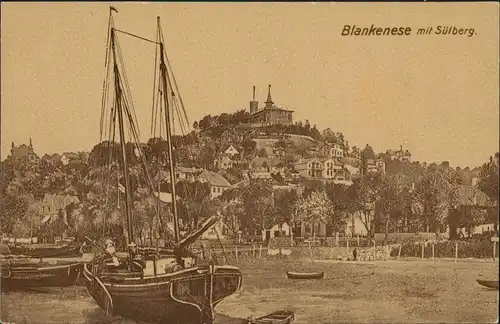 Ansichtskarte Blankenese-Hamburg Süllberg Segelboot 1911