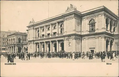 Ansichtskarte Hamburg Börse Menschenmenge 1908