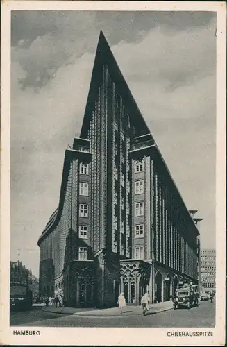 Ansichtskarte Hamburg Chilehausspitze - LKW 1936