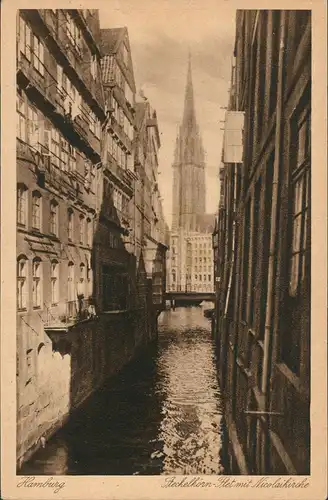 Ansichtskarte Hamburg Steckelhörn-Flet mit Nikolaikirche 1926