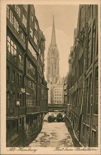 Ansichtskarte Hamburg Alt Hamburg Fleet beim Steckelhörn 1924