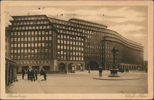 Ansichtskarte Hamburg Chilehaus - Vorderfront 1928
