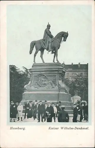 Ansichtskarte Hamburg Kaiser Wilhelm Denkmal gut gekleidete Männer 1912