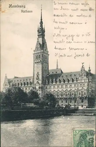 Ansichtskarte Hamburg Rathaus, Treppe 1908