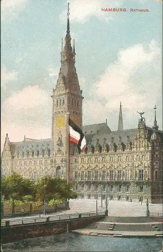 Ansichtskarte Hamburg Rathaus, Patriotika Künstlerkarte 1915