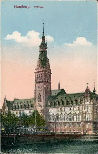 Ansichtskarte Hamburg Treppe - Rathaus 1914