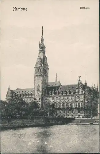 Ansichtskarte Hamburg Rathaus - Straße 1911