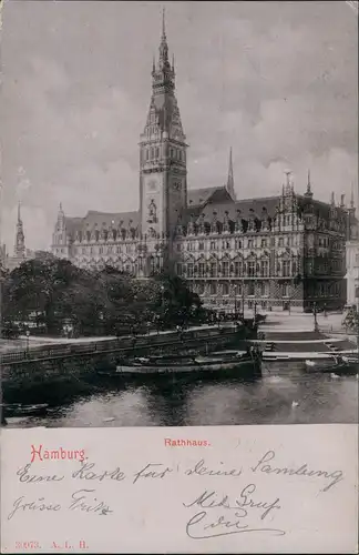 Ansichtskarte Hamburg Rathaus - Bootsanleger 1903