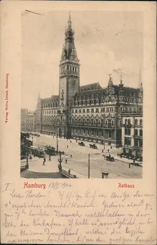 Ansichtskarte Hamburg Rathaus - Vorplatz 1904